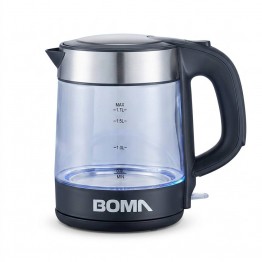 Электрочайник BOMA BM-1509, стеклянный, металлический, 1.7 л